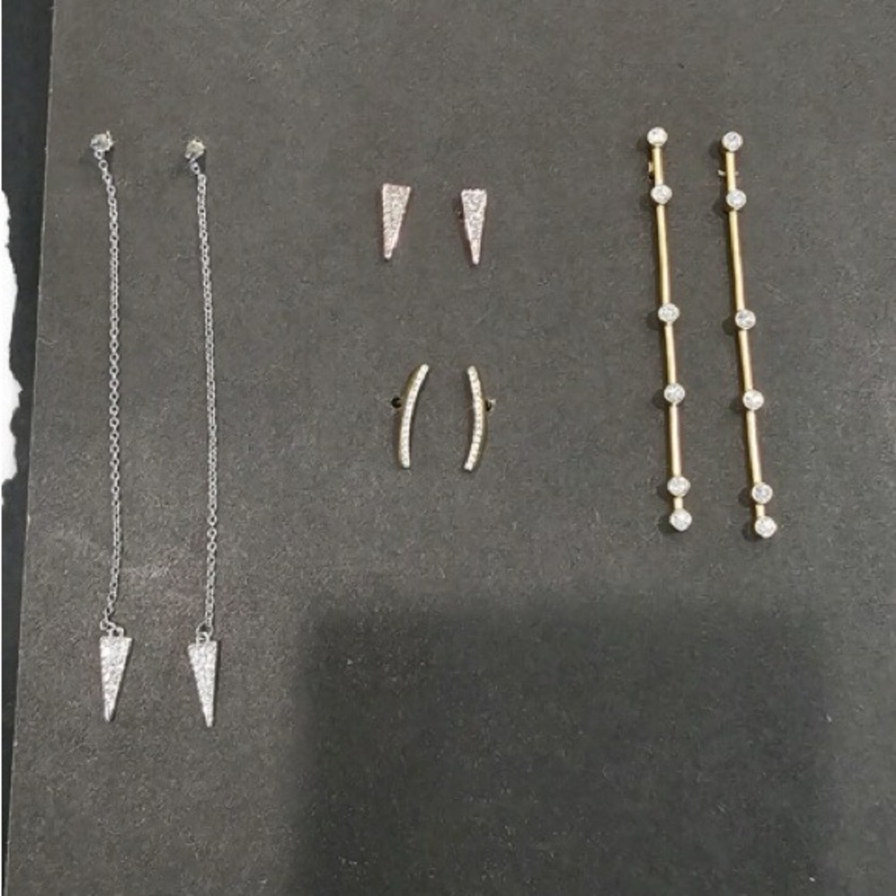 Fashion earring bundle.  Silver, gold and rose gold